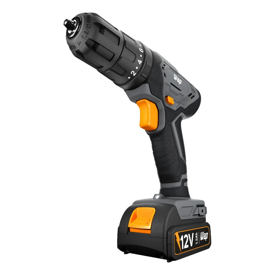 Parafusadeira de impacto WAP WF 12K4.2 cinza e preta com a bateria de 12 V